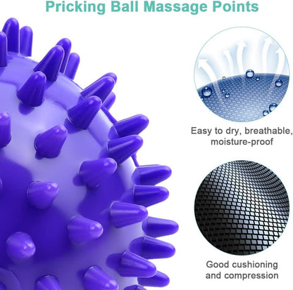 URAQT Spiky Massage Ball Set, 2 Pack Physical Therapy Massage Balls, Hard Lacrosse Ball & Spiky Massage Ball for Myofascial Release and Trigger Point Deep Tissue Massage (Red)