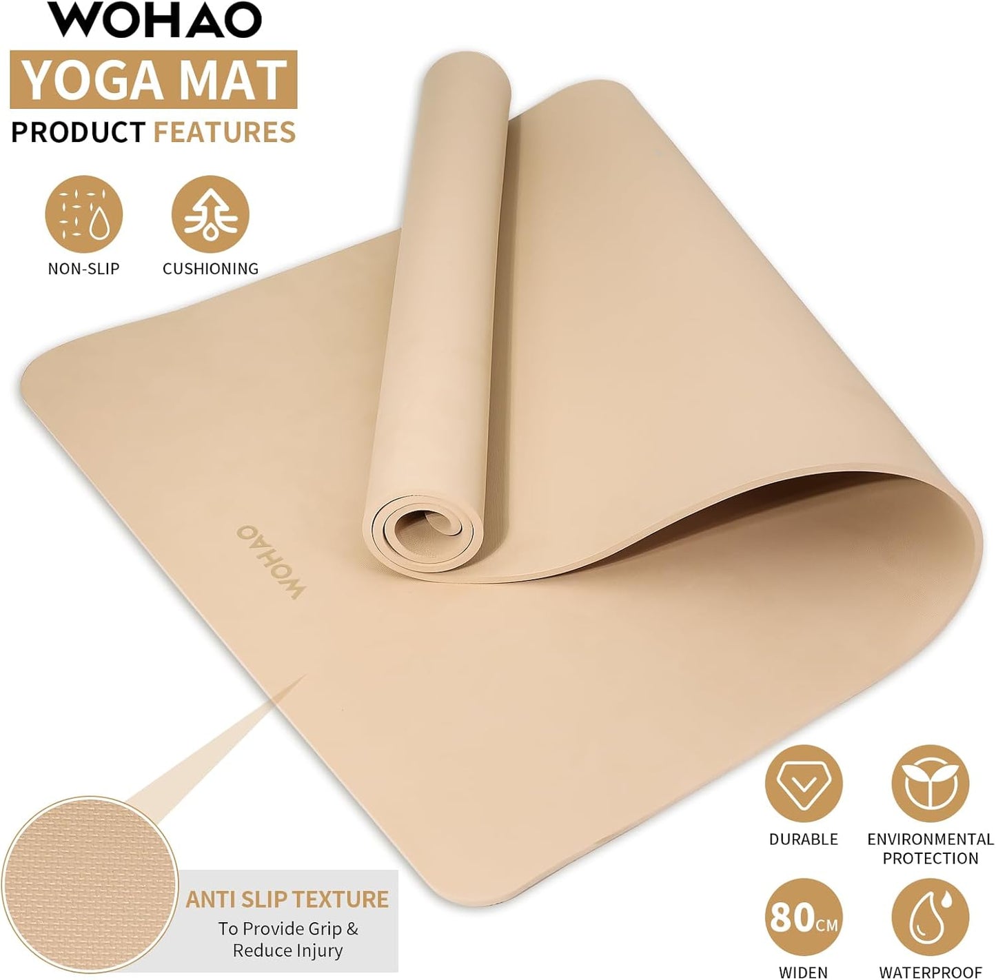 Extra Wide & Thick 8mm Yoga Mat, 72"x31.5" Large Non Slip Exercise Mat, Premium POE Material for Superior Cushioning & Stability, with Strap for Home Gym, Pilates