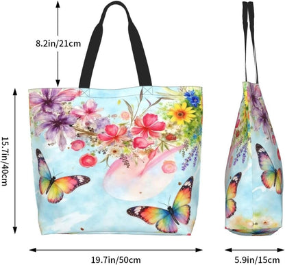 Tote Shoulder Bag Large Durable Reusable Eco-friendly Handbag Lightweight Stylish for Daily Use-19.7x15.7x5.9 Inch - Colors B