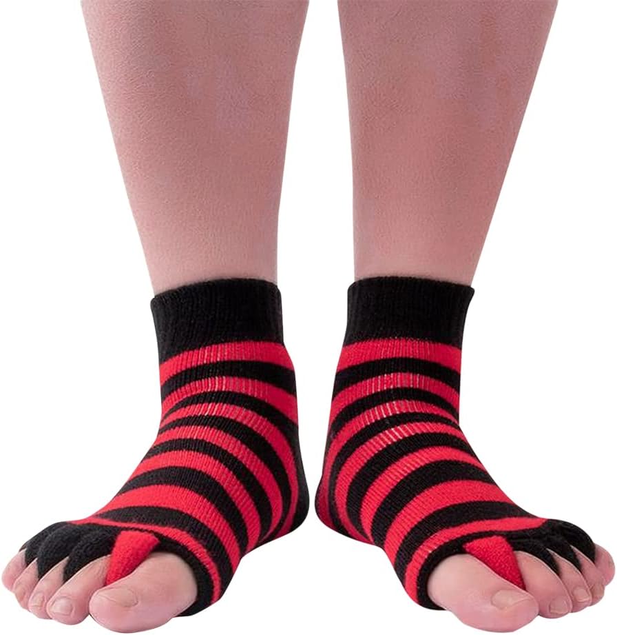 Women Toe Separator Socks Toeless Foot Alignment Socks for Yoga GYM Massage Pain Relief Improves Circulation Stretchy