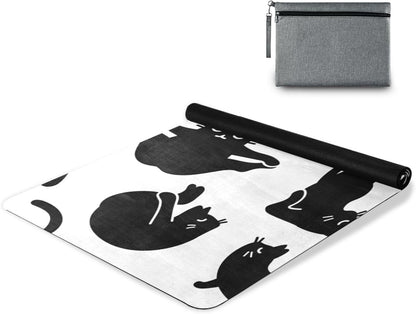 Cute Chubby Frog Yoga Mat, 71 x 26 Inch Non-slip Yoga Mats Folding Travel Exercise Mat Indoor Outdoor Gym Pilates with Storage Bag for Women Men