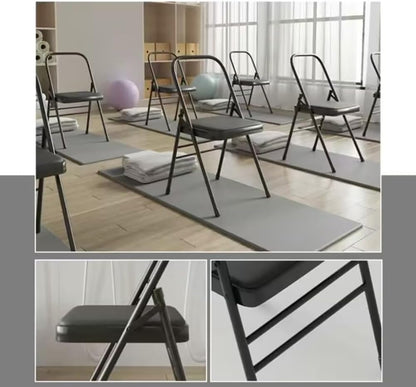 Portable Folding Yoga Chair Iyengar Auxiliary Chair Backless Yoga Chair Flexibility and Strength Training Tool with Non-Slip Feet Covers,Black