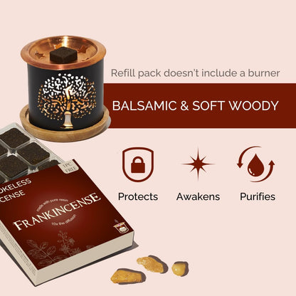 Frankincense Incense Bricks & Tree of Life Exotic Burner by Aromafume | 2 Trays x 9 Bricks | Boswellia Carterii & Boswellia Serrata Extract, Native to East Africa & India | Low-Smoke & Non-Toxic