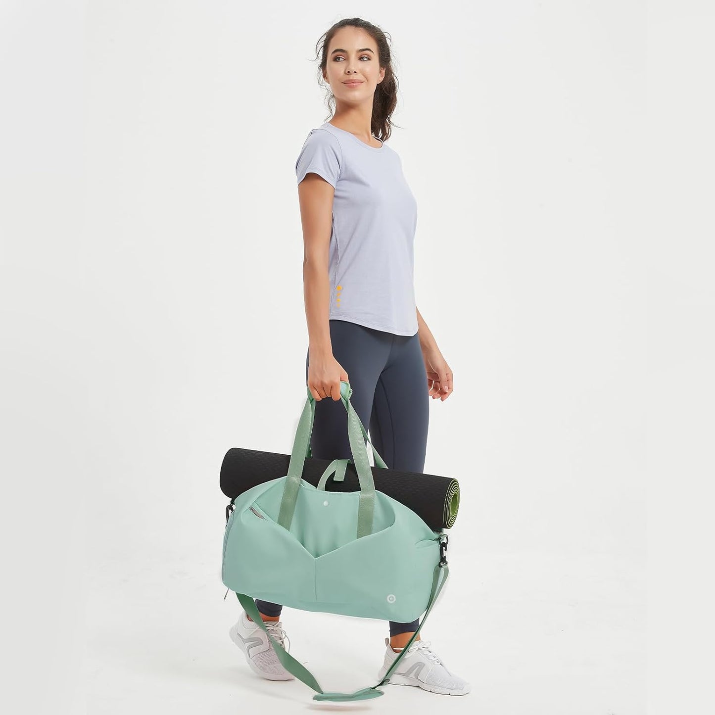 Ceneda 20" Gym Bag for Women with Wet Pocket & Shoe Compartment, Lightweight Duffel Waterproof Carry On Duffle for Travel, Yoga, Overnight (Green)
