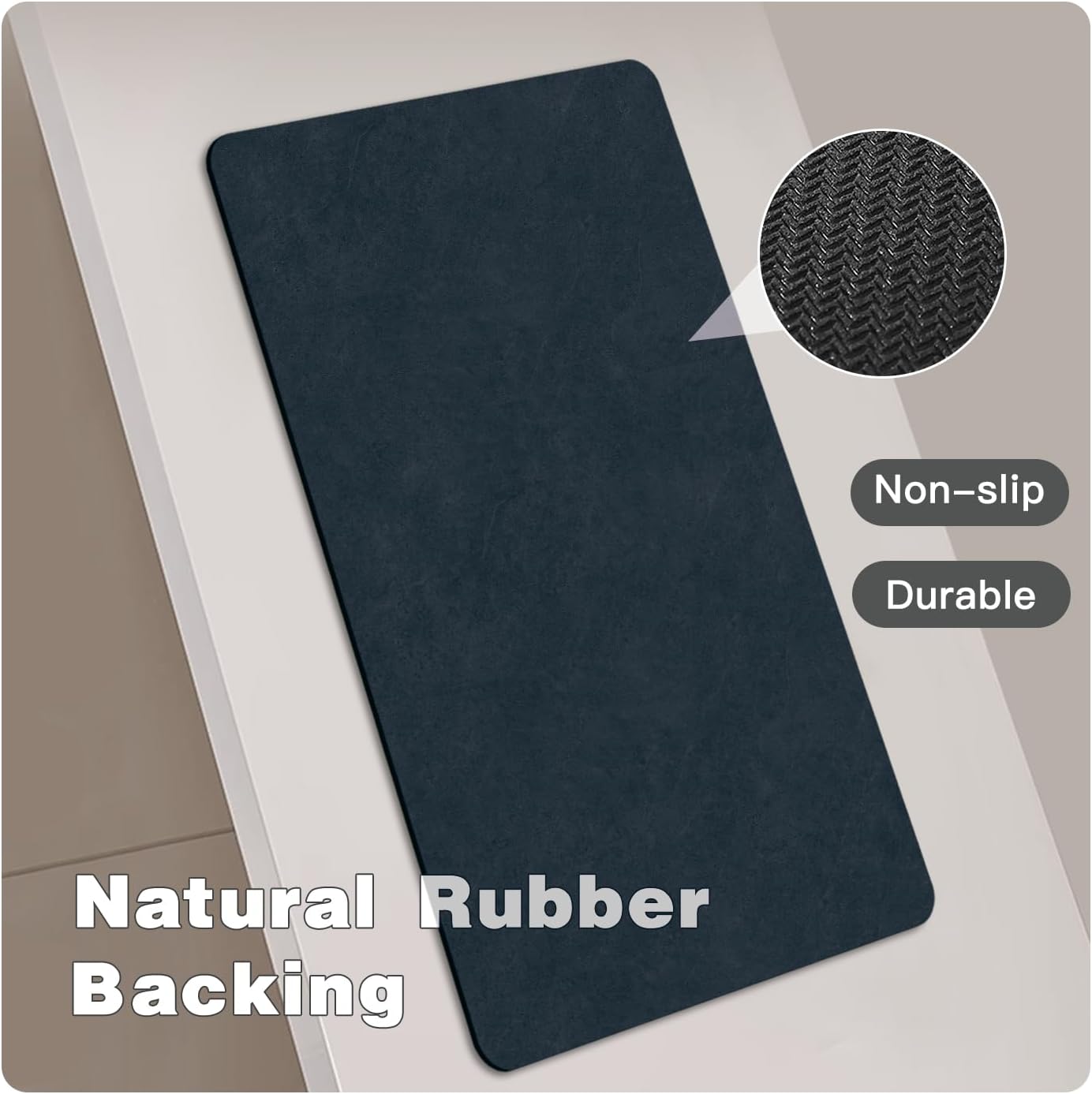 TYUU Bath Mat, Bathroom Rugs Non Slip Washable Thin Absorbent Quick Dry Bath Mat Fits Under Door Bathroom Floor Mat Perfect for Bath, Shower, or Sink 24"x36" Dark Grey