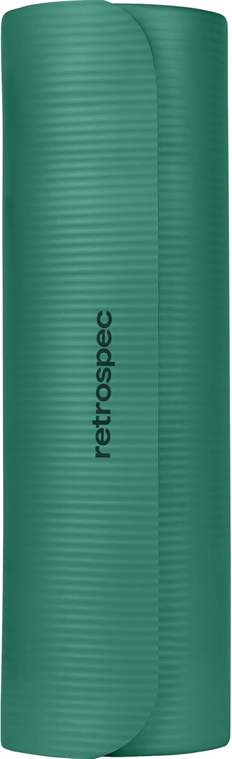 Retrospec Solana Yoga Mat 1" Thick w/Nylon Strap for Men & Women - Non Slip Exercise Mat for Home Yoga, Pilates, Stretching, Floor & Fitness Workouts