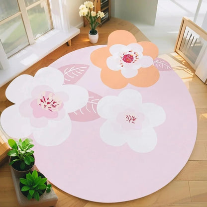 ABREEZE Irregular Large Flower Meditation Mat Non Slip Round Pilates Yoga Mat Natural Rubber with Sueded Surface Exercise Mat