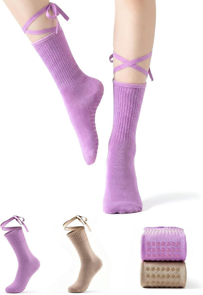 Pilates Socks for Women Grip Yoga Non Slip Socks for Barre Dance Workout Hospital