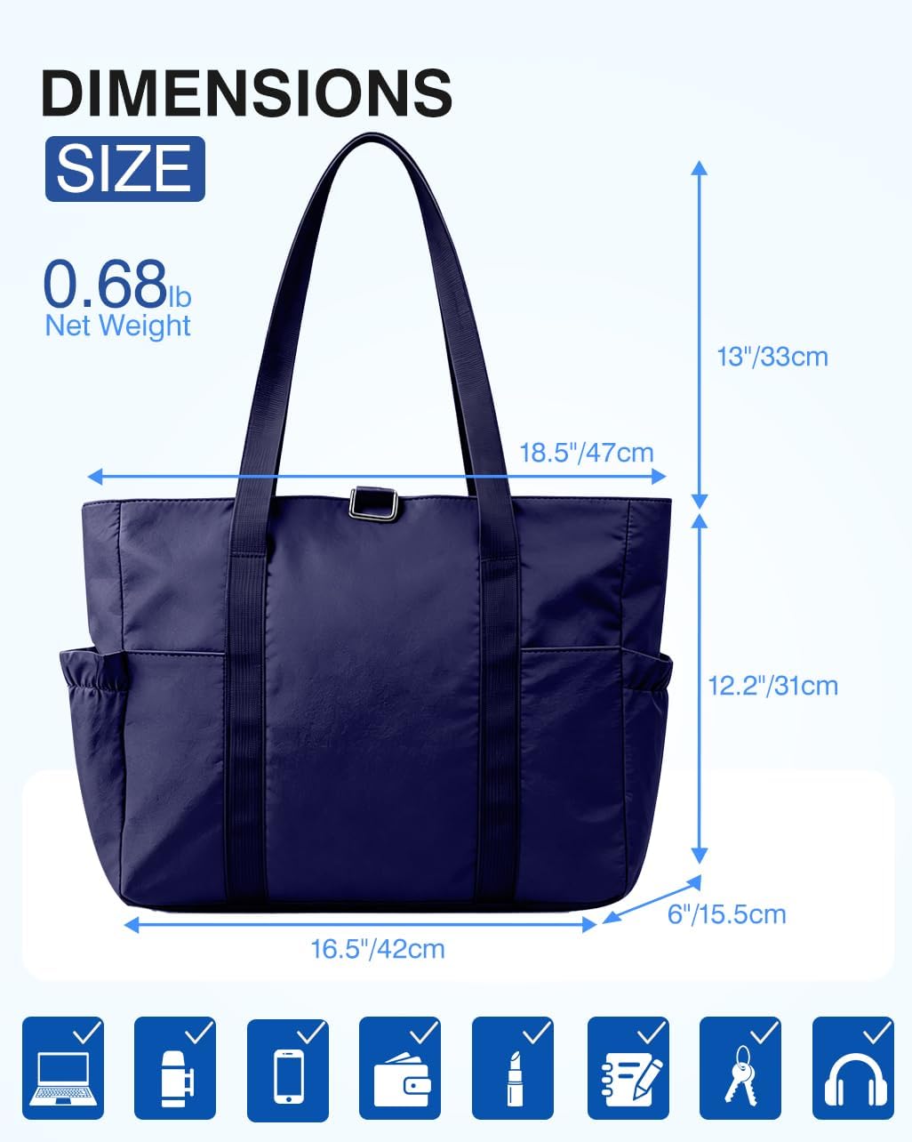Tote Bag for Women, 26L Capacity Travel Purses Work Bag, Small Zipper Tote Bag for Travel Nurse Gym Teacher