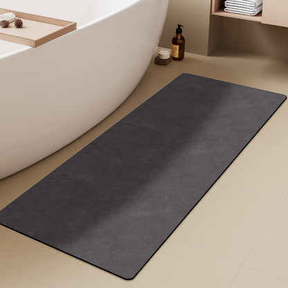 TYUU Bath Mat, Bathroom Rugs Non Slip Washable Thin Absorbent Quick Dry Bath Mat Fits Under Door Bathroom Floor Mat Perfect for Bath, Shower, or Sink 24"x36" Dark Grey