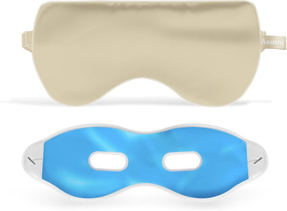 ASUTRA Silk Eye Pillow for Sleep, Purple - Filled w/Lavender Buds & Flax Seeds, Weighted Eye Mask, Meditation & Light Blocking Blindfold, Cooling Gel Mask Included