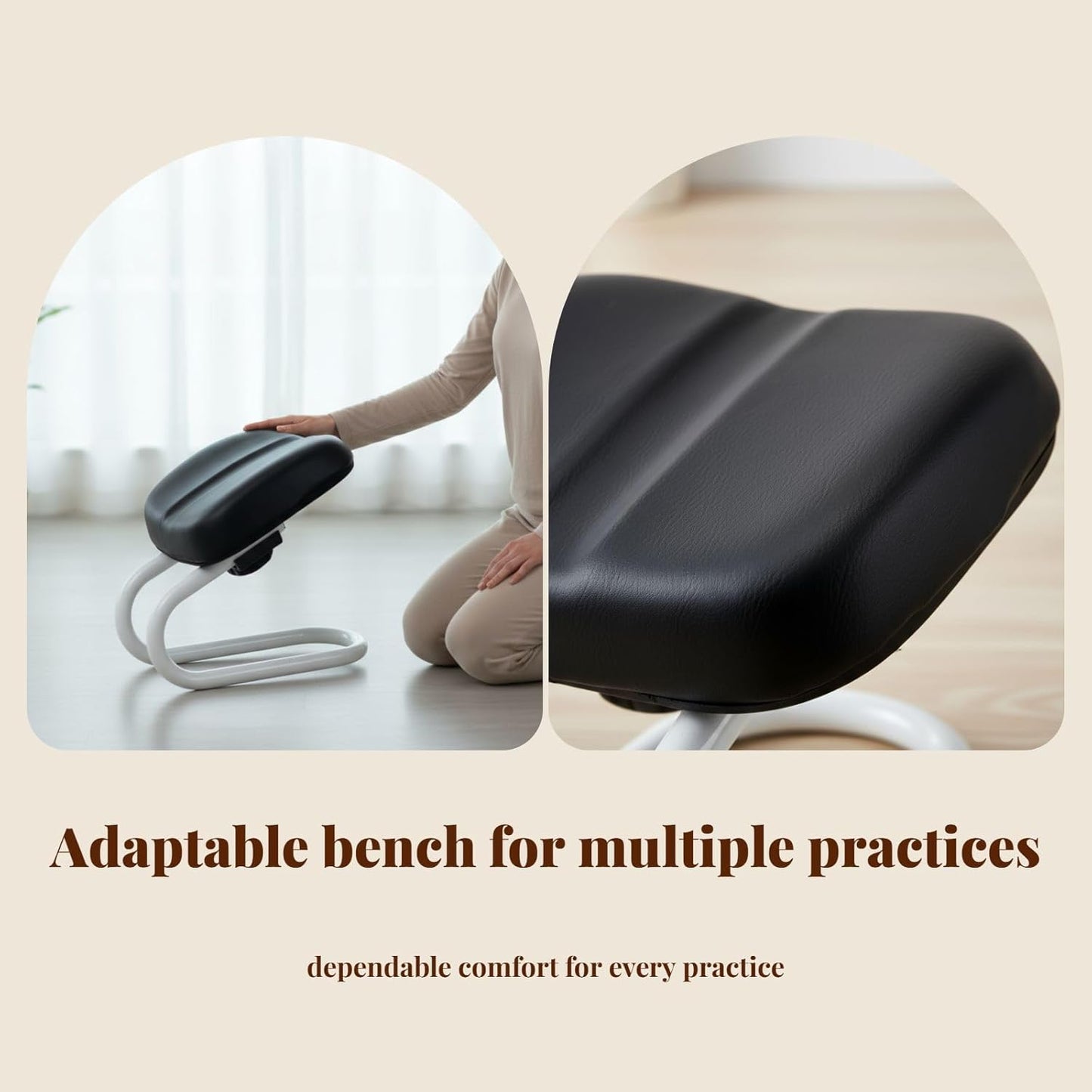 Menolana Kneeling Meditation Stool, Prayer Bench Adjustable Height, Portable Meditation Bench, for Studio Yoga Praying Prayer, Black