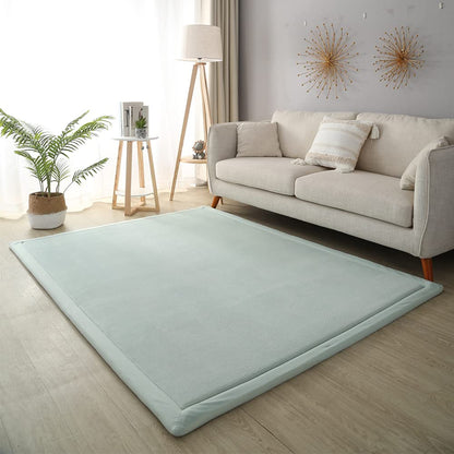 Loartee Coral Velvet Crawling Rugs & Play Mat (6'7"x9'2", Light Green) for Toddler Children & Yoga Exercise