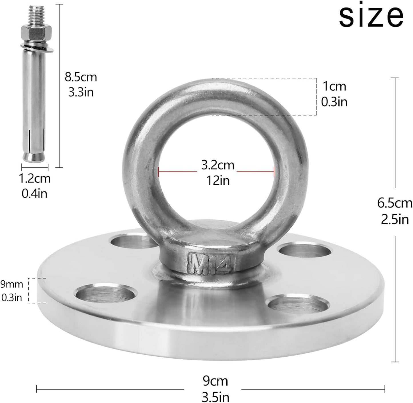F.Life Ceiling Mount Hooks - Hold Up to 1100 lbs,Yoga Starter Set - Suitable for Gym Rings, Suspensions, Indoor/Outdoor Use -304 Stainless Steel Suspension Hook Gym, Aerial Silks Yoga Swing Hammock