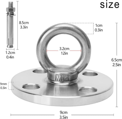 F.Life Ceiling Mount Hooks - Hold Up to 1100 lbs,Yoga Starter Set - Suitable for Gym Rings, Suspensions, Indoor/Outdoor Use -304 Stainless Steel Suspension Hook Gym, Aerial Silks Yoga Swing Hammock
