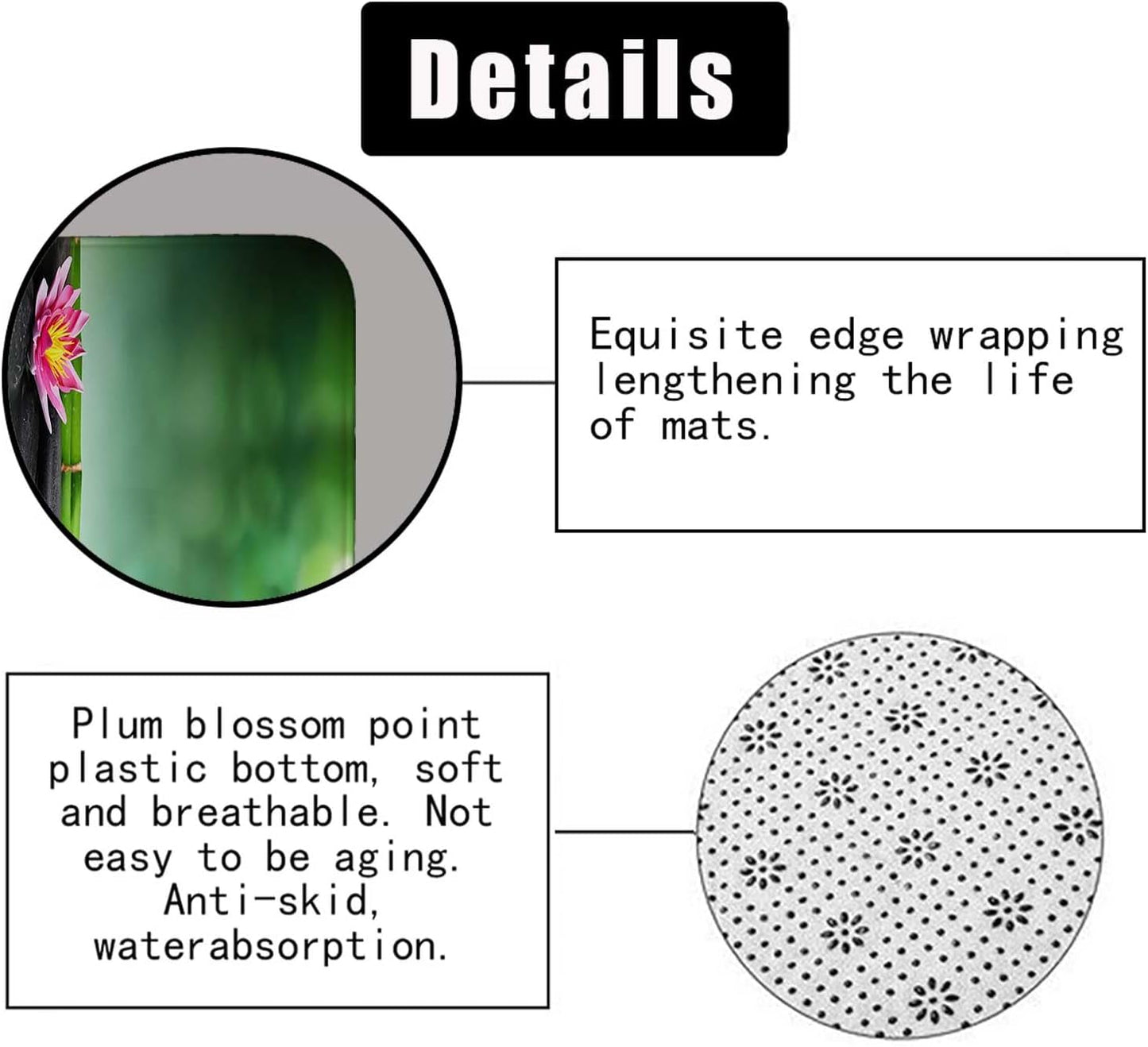 4PCS Spa Zen Shower Curtain Sets with Rugs, White Shower Curtain, Pink Floral Orchid Lotus Water Lily Stone Bamboo Water Reflection Yoga Massage Relaxing Spiritual Meditation Bathroom Decor