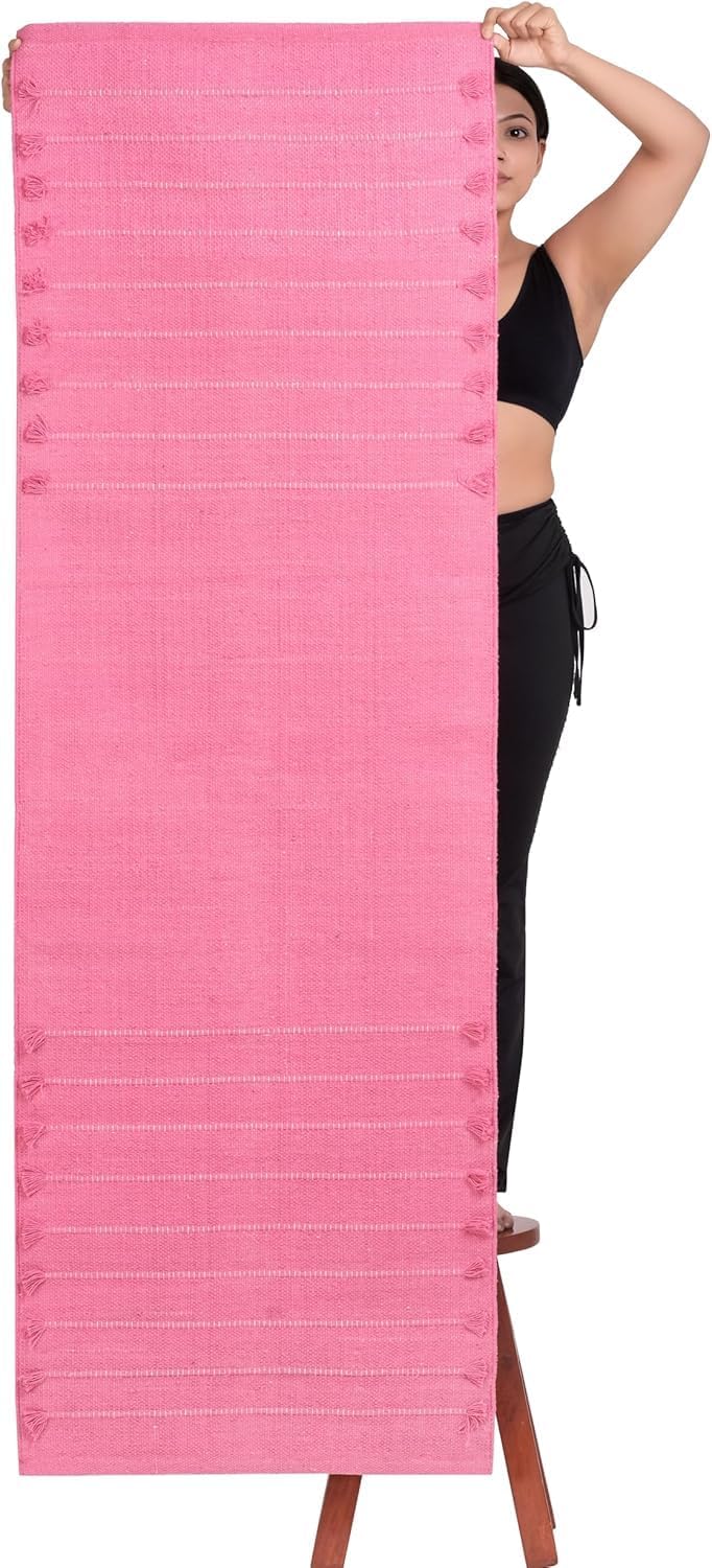 Silak Handmade Organic Cotton Yoga Mat Cotton Exercise Rug – Handwoven, Absorbent & Hand Washable Fitness Mat Ideal for Yoga, Workouts and Meditation