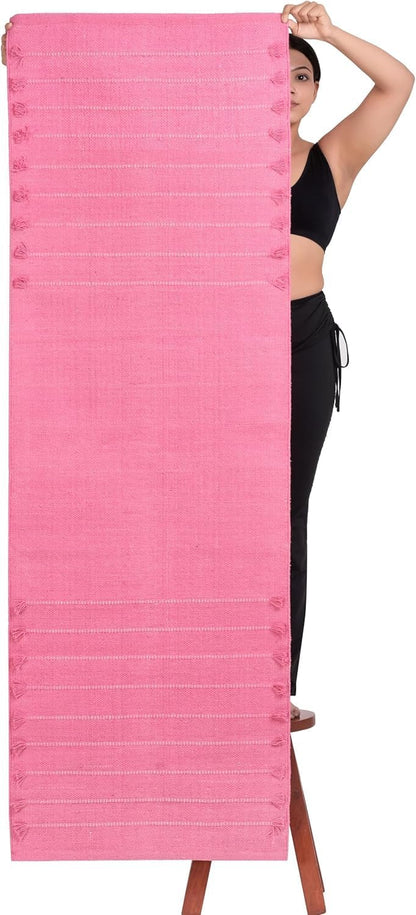 Silak Handmade Organic Cotton Yoga Mat Cotton Exercise Rug – Handwoven, Absorbent & Hand Washable Fitness Mat Ideal for Yoga, Workouts and Meditation