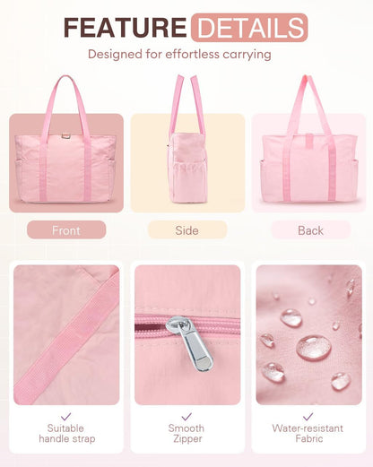 Tote Bag for Women, 26L Capacity Travel Purses Work Bag, Small Zipper Tote Bag for Travel Nurse Gym Teacher