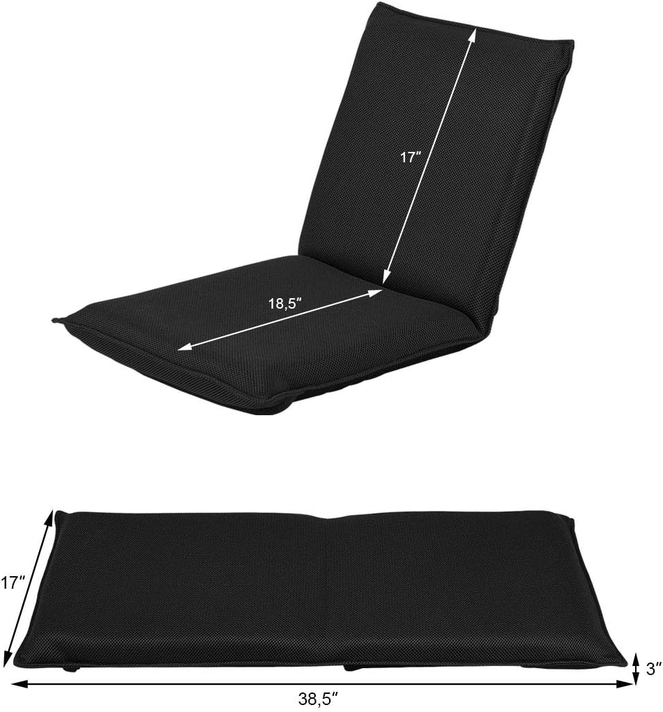 BestComfort Folding Floor Chair 6-Position Adjustable Meditation Chair Video Gaming Chair with Back Support for Reading TV Watching, Portable Floor Seat Lounge Sofa Chair for Kids Teens Adult, Coffee