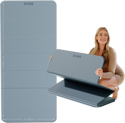 Large Yoga Mat 75"x31", Foldable Yoga Mat & Travel Yoga Mat, Extra Wide 0.24" Thin Non-Slip Mat for Yoga, Pilates, Stretching & Home Workouts –Easy Carry & Store