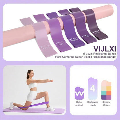 Pilates Kit, Home Pilates Equipment Set with Pilates Ring, Pilates Ball and 5 Resistance Bands, Core Strength Training Workout Kit for Flexibility & Muscle Toning