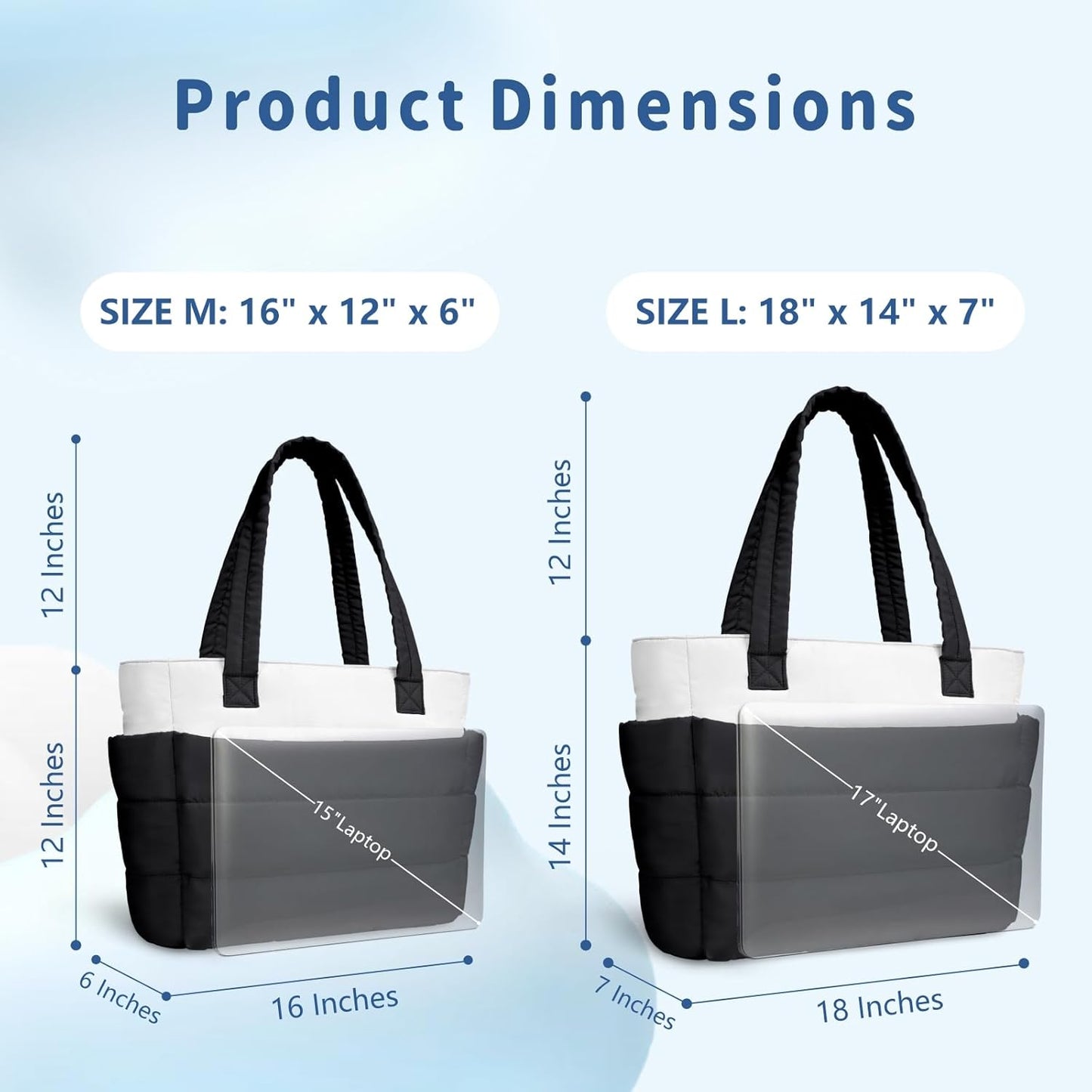 TOPDesign Puffer Tote Bag for Women, Lightweight Puffy Handbag with Compartments, Quilted Shoulder Bag for Work, Travel, Gym - Colors B
