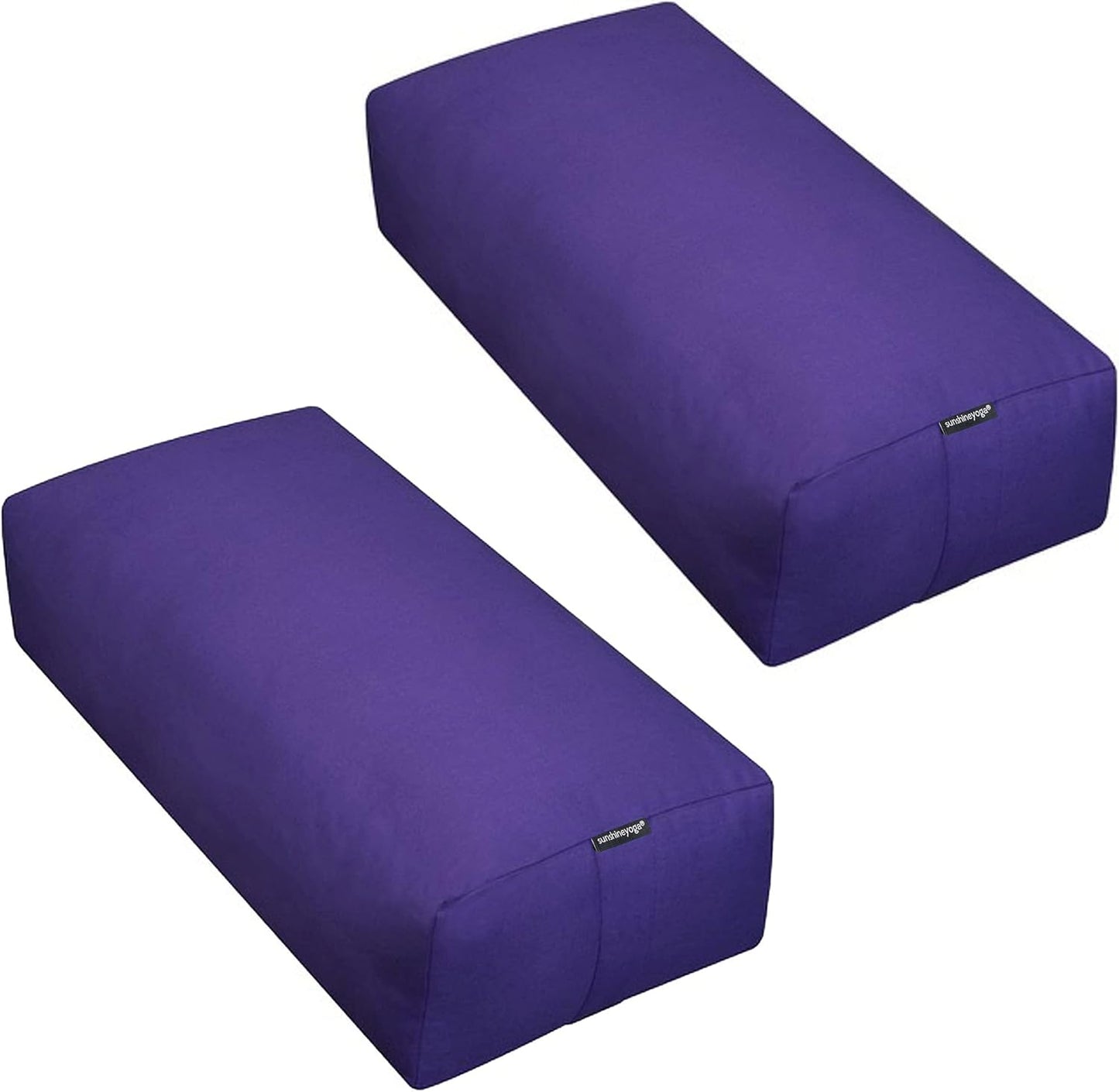 Extra Firm Large Yoga Bolster, 24" x 12" x 6" Cinched OR Zippered Yoga Pillow, Rectangular Cotton Cushion With Removable Cover for Studios, 1 Pack or 2 Pack