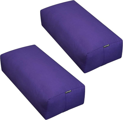 Extra Firm Large Yoga Bolster, 24" x 12" x 6" Cinched OR Zippered Yoga Pillow, Rectangular Cotton Cushion With Removable Cover for Studios, 1 Pack or 2 Pack