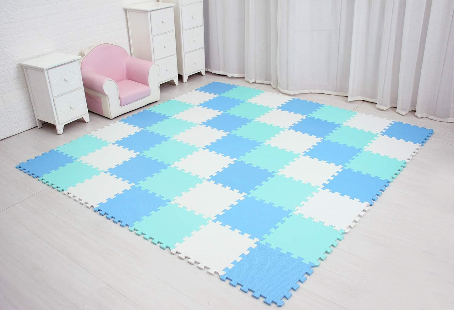 meiqicool Foam Play Mat Thick Soft EVA Interlocking Foam Floor Mats Children Yoga Exercise Multi Jigsaw Puzzle Blocking Board Kids Playmats Play Grey 18 Piece L
