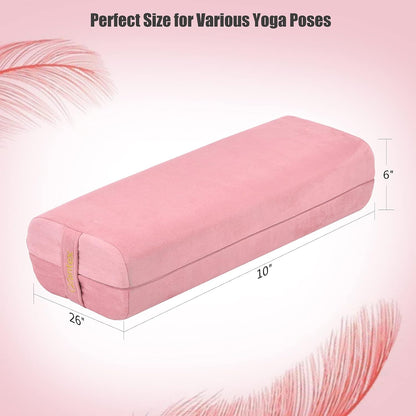 Giantex Yoga Bolster Pillow, with Carry Handle, Removable Machine Washable Soft Suede Pillowcase, Meditation Rectangular Yoga Pillow Perfect for Restorative Yoga