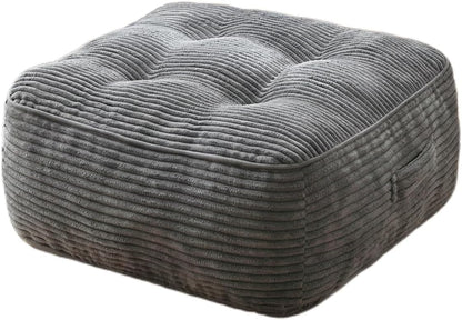 11" Thick Washable Floor Pillow for Adults, Yoga & Meditation Cushion with Handle, Square Large Pillows Seating with Removable Tufted Corduroy Cover for Tatami Living Room Board Games, Blind Shape