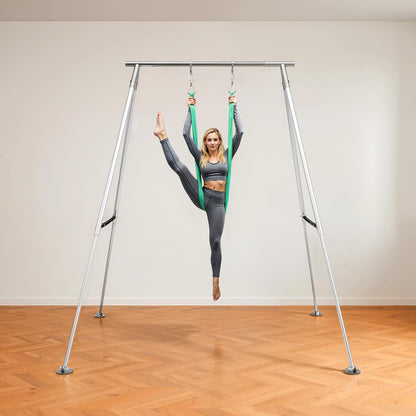 VEVOR Yoga Stand Frame, Max 441-551 lbs Load Swing Stand, Triangular Structure Aerial Rig, Aerial Silk Stands with Yoga Hammock, Standard & Height-Adjustable Version