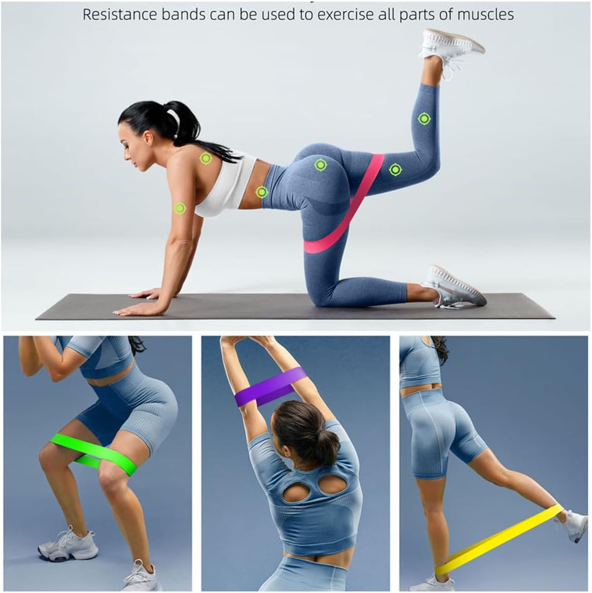 Resistance Bands for Working Out, Elastic Exercice Loop Bands for Physical Therapy, Yoga Starter Set of Stretch Bands for Booty Legs, Pilates Flexbands