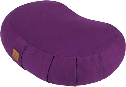 Crescent Zafu Meditation Pillow, D=17" W=11" H=5.5" Zabuton Yoga Bolster, Meditation Cushion, Floor Pouf Yoga Pillow Zippered Organic Cotton Cover Natural Buckwheat kneeling pillow - Large