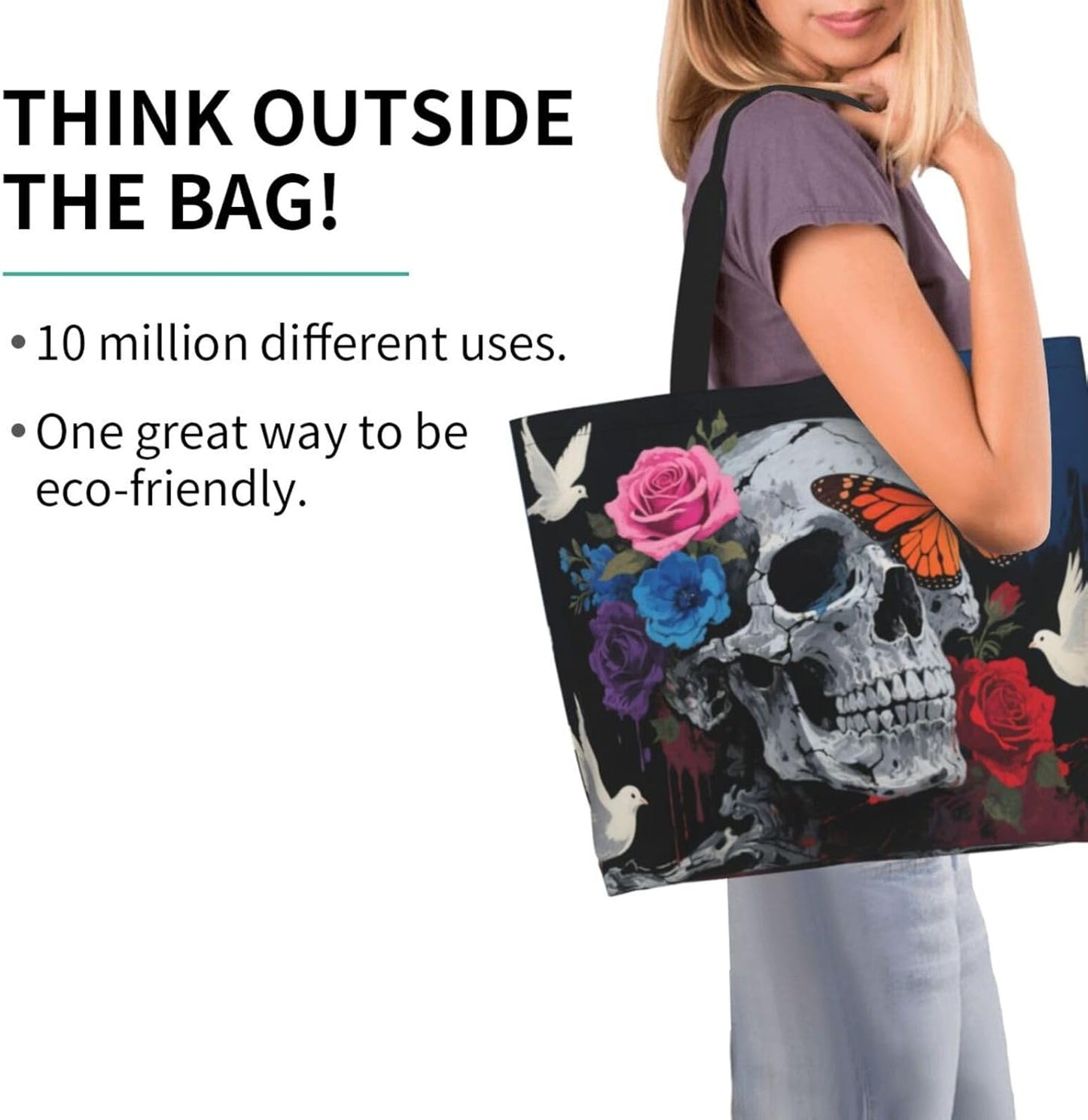 Tote Shoulder Bag Large Durable Reusable Eco-friendly Handbag Lightweight Stylish for Daily Use-19.7x15.7x5.9 Inch - Colors A