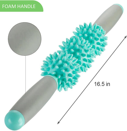 Coolife Fascia Muscle Roller - Cellulite Massager - Fascia Roller for Cellulite and Sore Muscles - Neck, Leg, Back, Body Deep Tissue Massage Stick Tools - 3 Balls Size Version