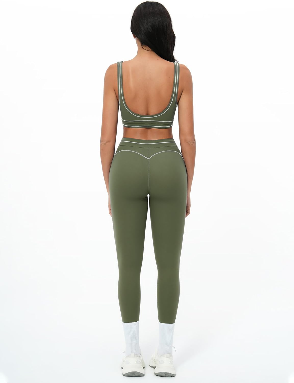 Women 2 Piece Workout U Back Color Block Sports Bra High Waist Tummy Control Active Leggings Yoga Pilates Outfits
