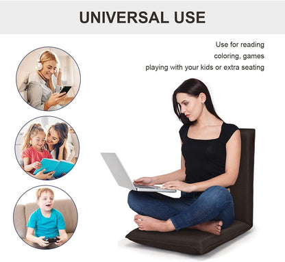 BestComfort Folding Floor Chair 6-Position Adjustable Meditation Chair Video Gaming Chair with Back Support for Reading TV Watching, Portable Floor Seat Lounge Sofa Chair for Kids Teens Adult, Coffee