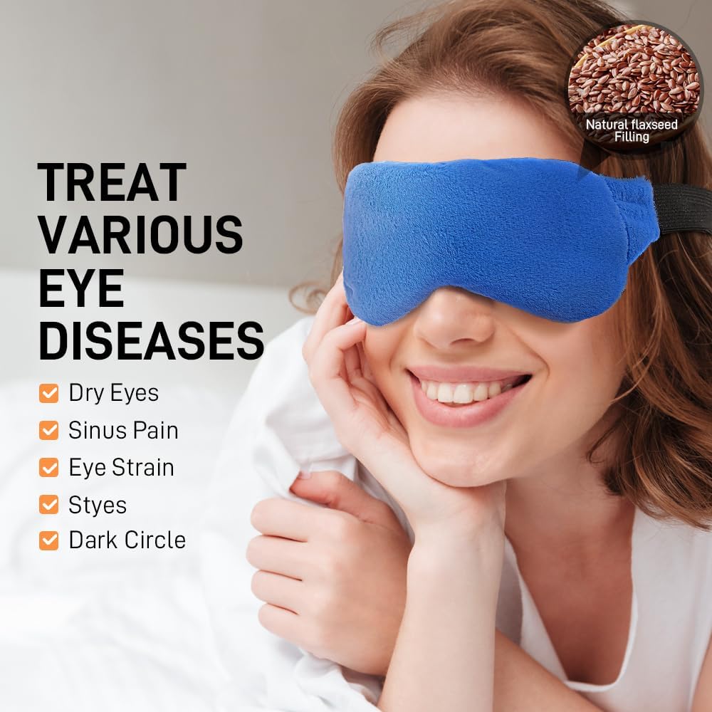 Eye Pillow for Yoga, Relaxation, Sleeping, Microwavable Weighted Eye Mask Heated for Meditation, Dry Eyes, Moist Heat Hot & Cold Eye Compress with Flaxseeds Therapy (Pink)