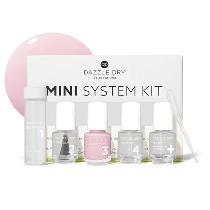 Dazzle Dry Mini Kit 4 Step System - Yoga Mama - A light chalky bubblegum pink. Full coverage cream. (5 Piece Kit / 5 Manicures)