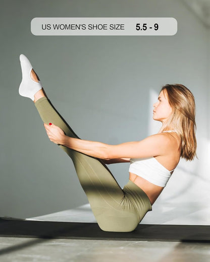 yeuG Pilates Socks for Women Non Slip Grip Socks for Yoga, Barre, Hospital, Barefoot Grippy Yoga Sock Womens Gifts 4 Pairs