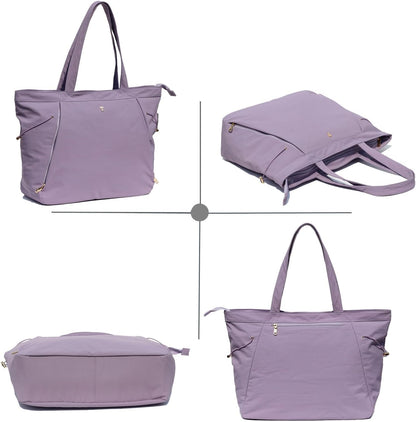 ESVAN Yoga Tote Bag for Women Shoulder Bags Drawstring for Office Workout Travel Carryall Pilates Gym and Beach