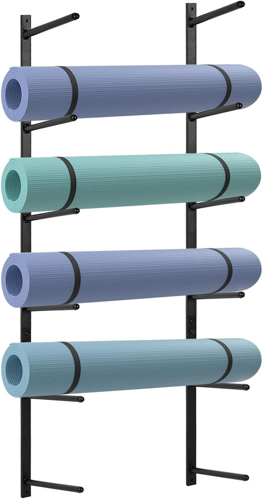 Yoga Mat Holder Wall Mount Yoga Mat Storage Holder Yoga Mat Organizer Skateboard Wall Mount for Foam Rollers Skateboard Ski Board