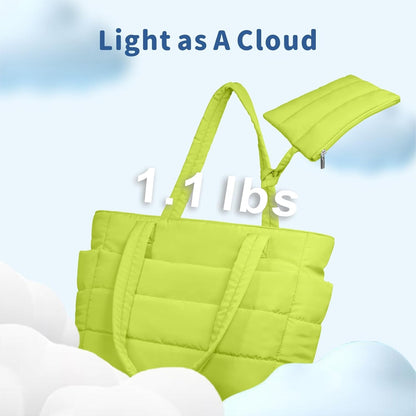 TOPDesign Puffer Tote Bag for Women, Lightweight Puffy Handbag with Compartments, Quilted Shoulder Bag for Work, Travel, Gym - Colors A