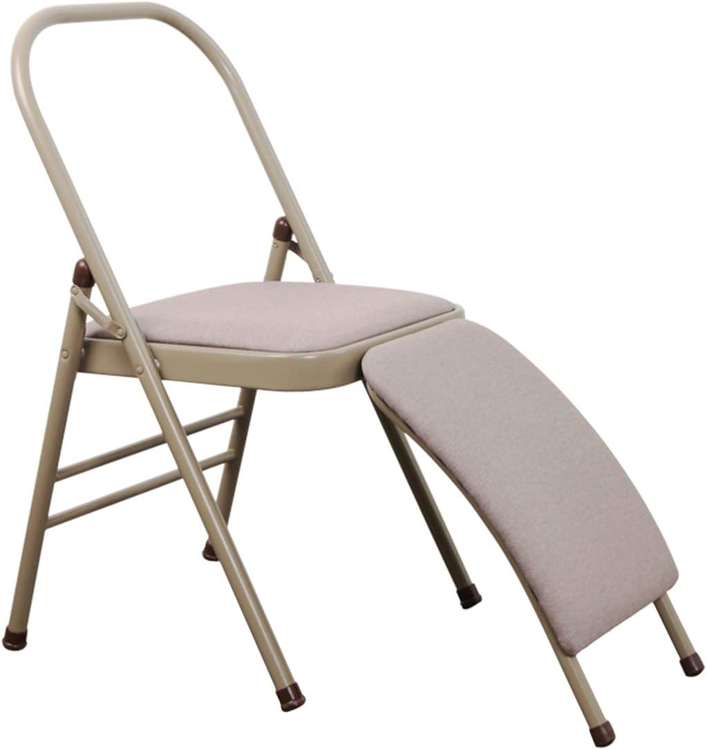 INNOLIFE Yoga Auxiliary Chair with Lumbar Back Support for Iyengar Foldable Balance Training (Grey)