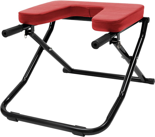 Yoga Headstand Bench, Foldable Yoga Headstand Bench, Yoga Inversion Chair with Comfortable Panel, Inversion Chair for Practice Head Stand, Shoulderstand and Strength Training (Red)