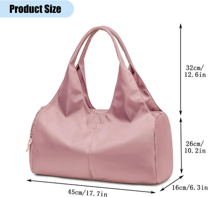 forestfish Yoga Gym Bag for Women with Shoes Compartment & Wet Dry Storage Pockets Lightweight Duffel Bag, Beige