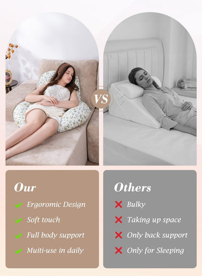 INSEN Wedge Pillow Set for Sleeping and After Surgery, Use for Acid Reflux, Reading and Relaxing, Headboard Pillow for Sitting in Bed