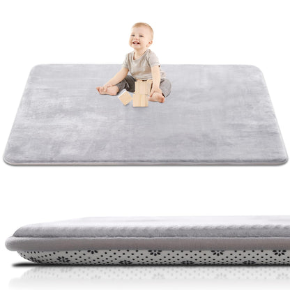 Large Thick Baby Play Mat for Floor,Padded Foam 59x79 Playpen Mat,Soft Support&Plush Feel Nursery Kids Rug,Non Slip for Toddler,Infants,Kids Playroom,Yoga,Baby Crawling,Tummy Time (Light Grey)